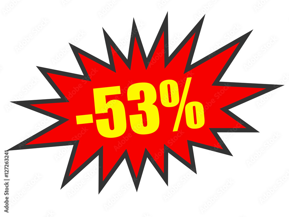 Discount 53 percent off. 3D illustration on white background. Discount 53 percent off. 3D illustration on white background.