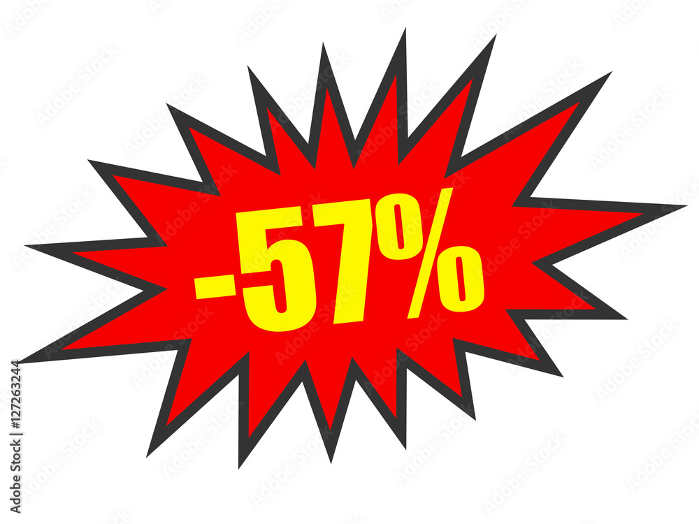 Discount 57 percent off. 3D illustration on white background. Discount 57 percent off. 3D illustration on white background.