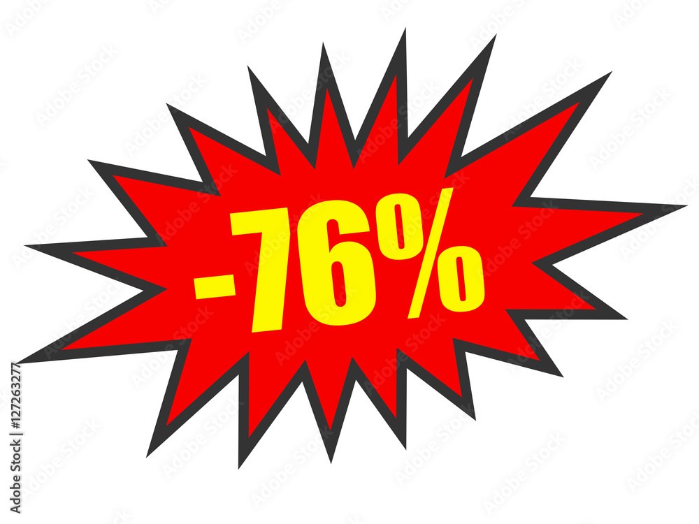 Discount 76 percent off. 3D illustration on white background. Discount 76 percent off. 3D illustration on white background.