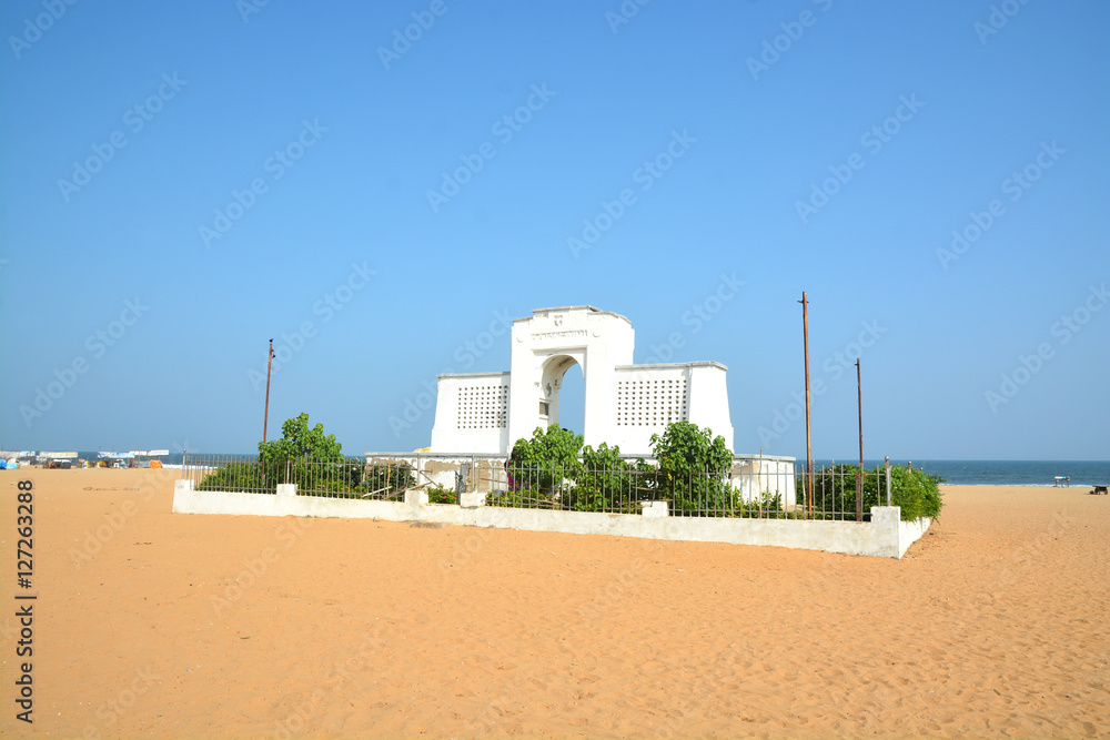 Fototapeta premium Elliot's beach in Chennai City, India. One of the iconic landmark of Chennai.