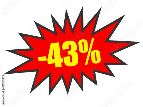 Discount 43 percent off. 3D illustration on white background.
