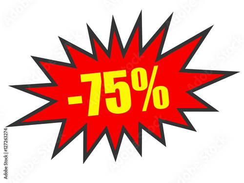 Discount 75 percent off. 3D illustration on white background.