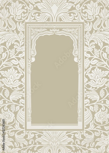 traditional wedding card design, paisley floral pattern , royal India