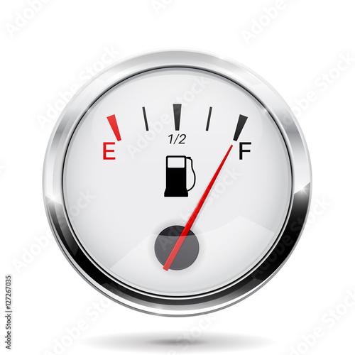 Fuel gauge with chrome frame. Full indication
