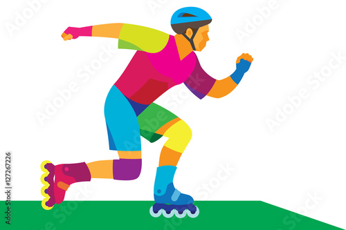 A young athlete driving on roller blade