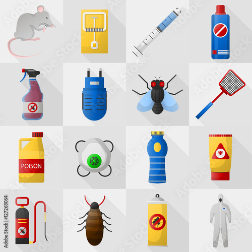 Home pest control expert exterminator service set. 