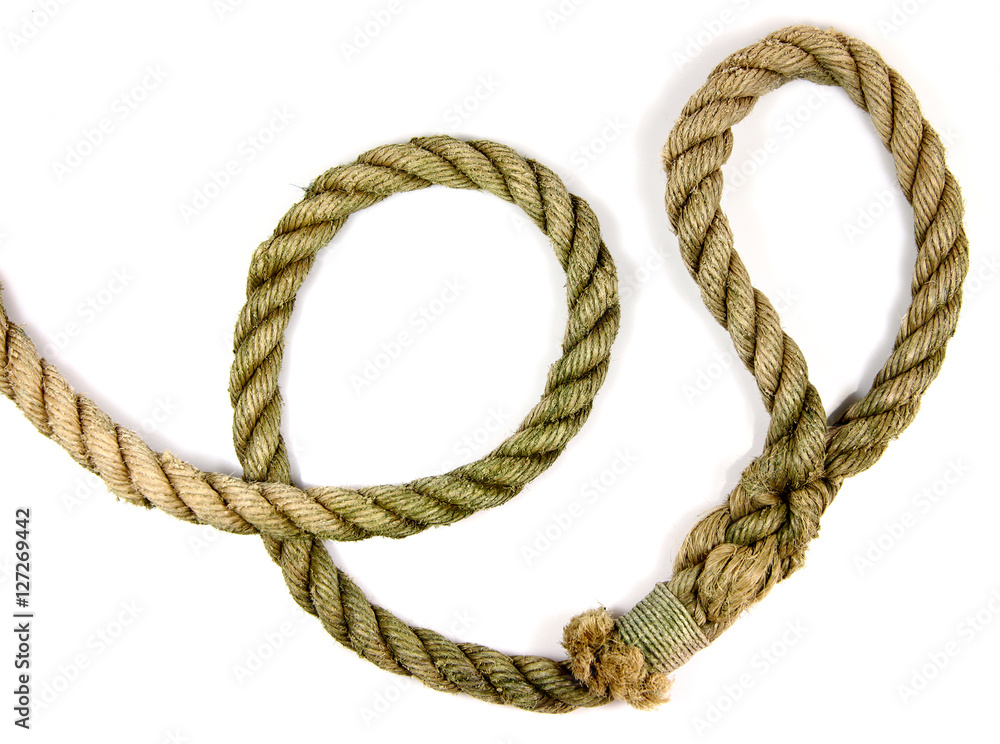 Old heavy rope with a loop at the end