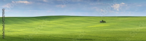 panorama of spring field and house © sergejson
