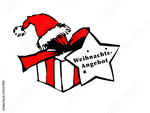 Geschenk mit Weihnachtsmütze