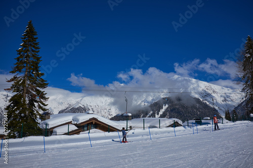 Mountains ski resort Caucasus- nature and sport background
