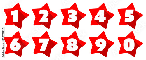 Numbers / Red star Icons