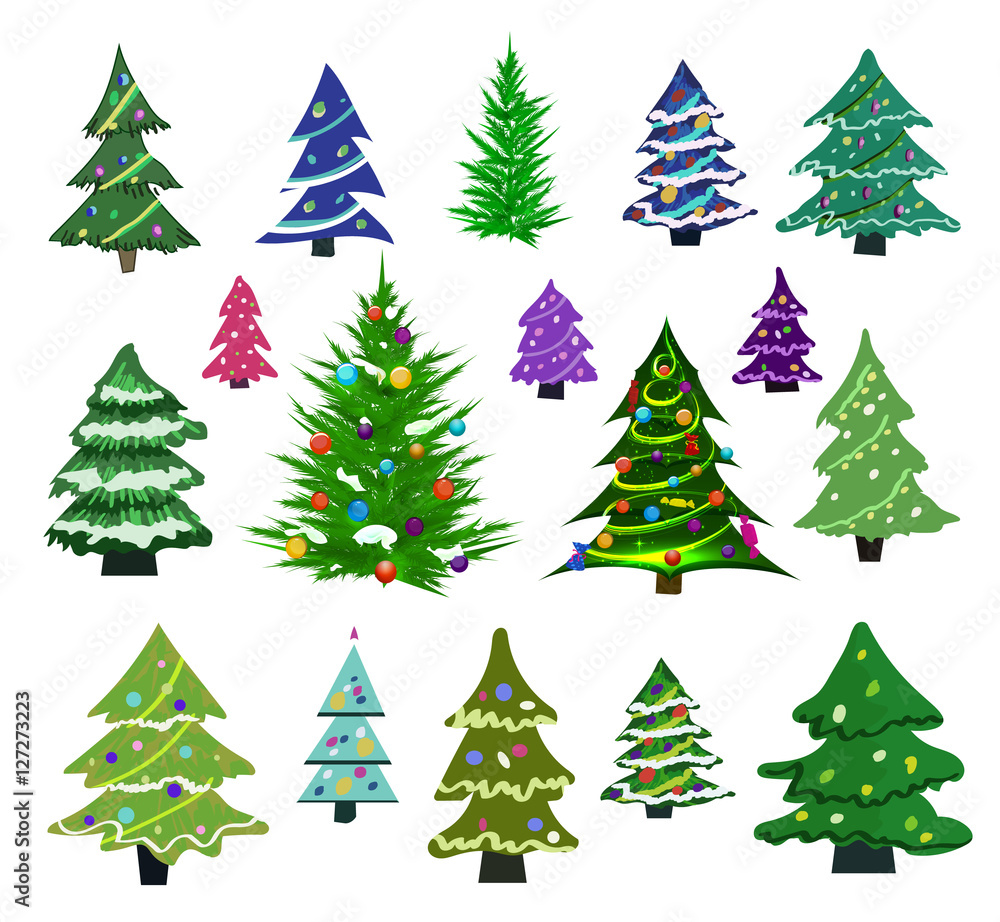 Christmas trees set for new year or christmas holiday.