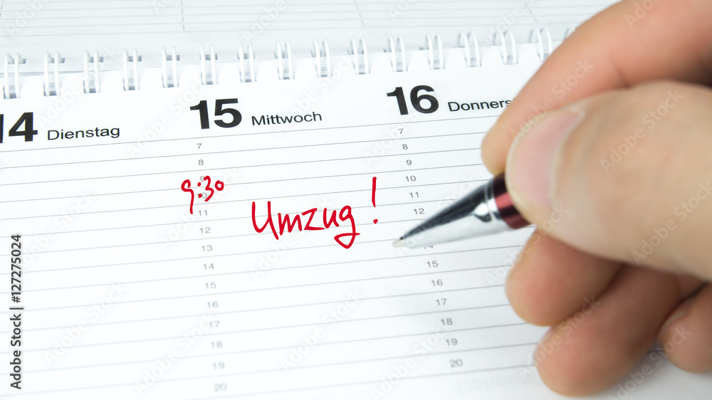 Umzug / Termin im Terminkalender / Terminplaner Stock Photo | Adobe Stock