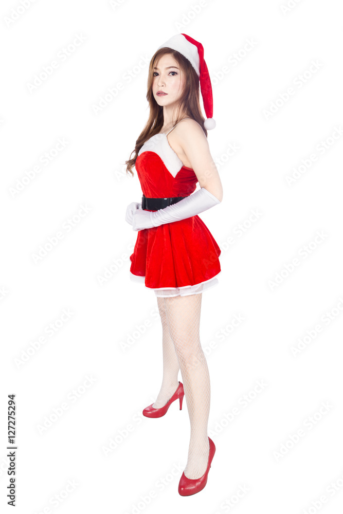 beautiful sexy girl wearing santa claus clothes isolated on whit beautiful sexy girl wearing santa claus clothes isolated on whit