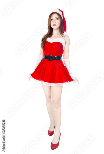 beautiful sexy girl wearing santa claus clothes isolated on whit © geargodz