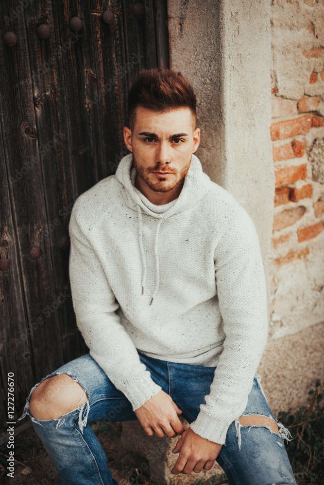 Attractive guy in a old house Attractive guy in a old house