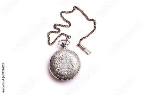 Vintage silver pendant isolated on white background.