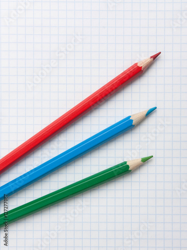 red green blue pencils