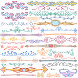 Vintage style doodles, ornaments, dividers, calligraphic design