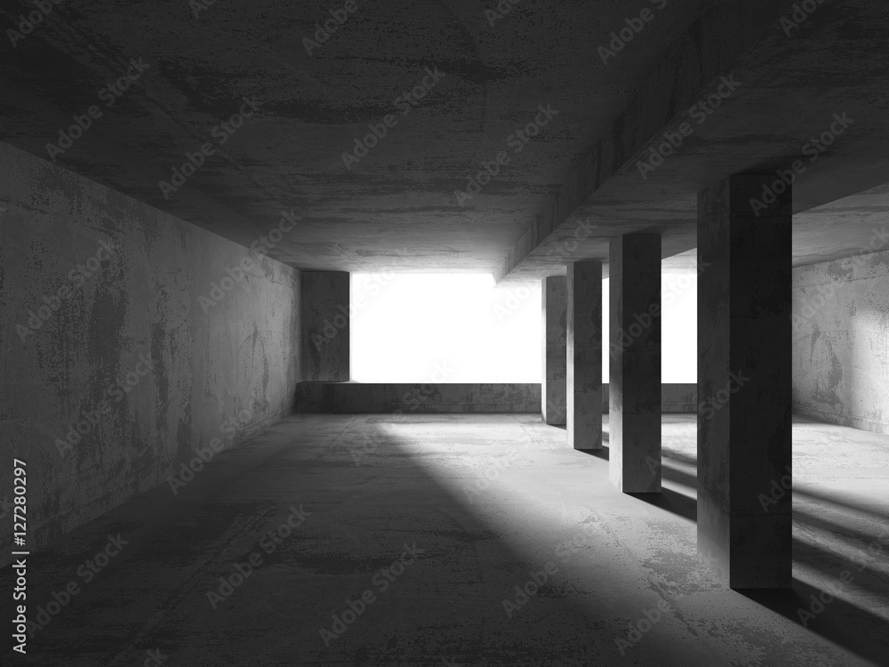 Abstract concrete empty room interior. Urban architecture