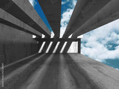 Abstract concrete architecture on sky background
