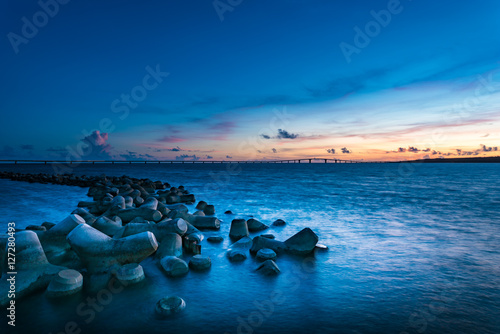 Sunset, sea, landscape. Okinawa, Japan, Asia.
 photo