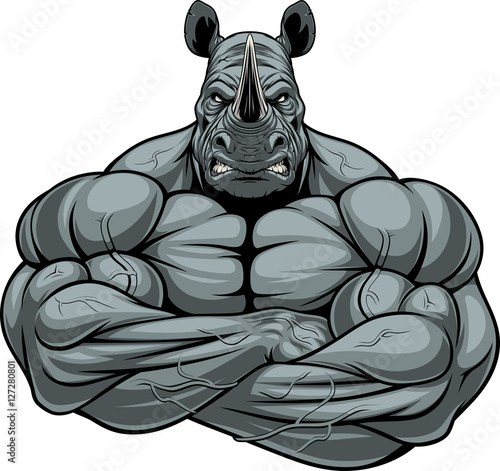 Strong rhinoceros athlete