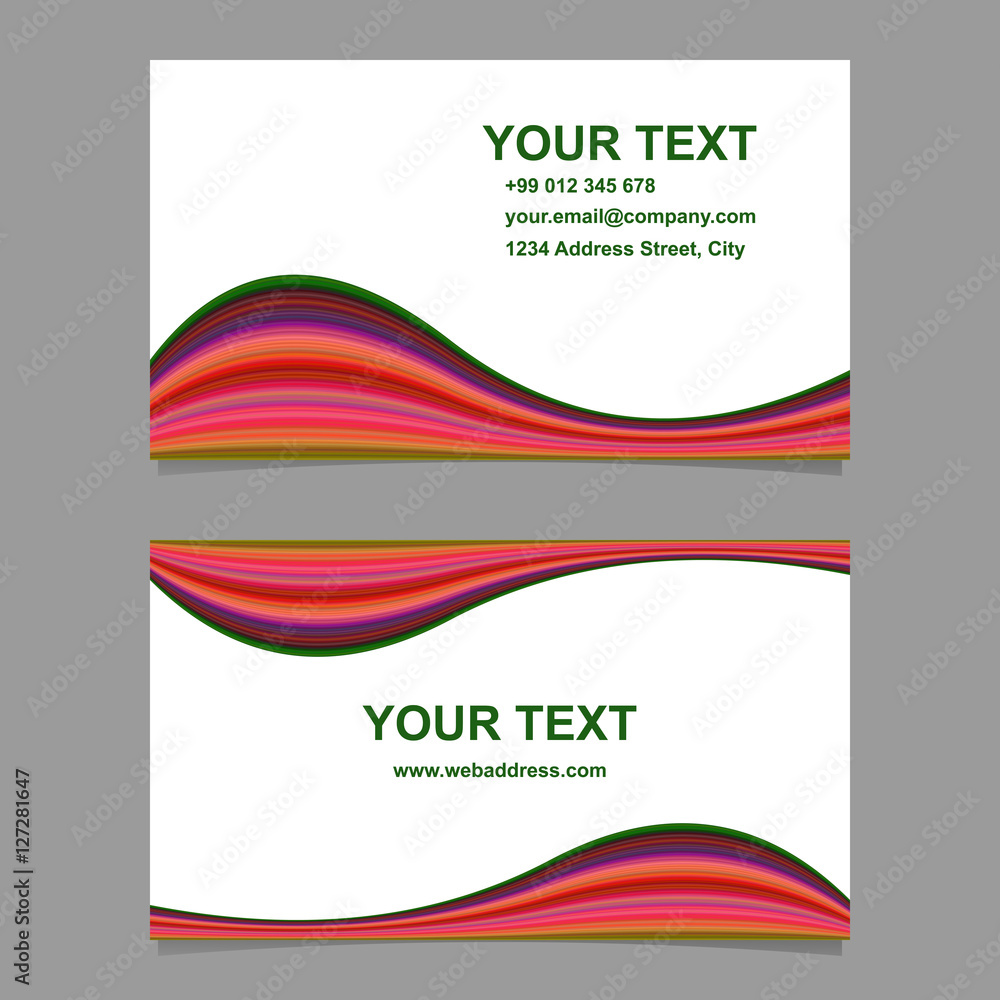 Colorful wave design business card template set Colorful wave design business card template set