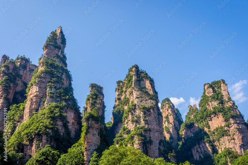 Sandstone columns in Zhangjiajie national park, China