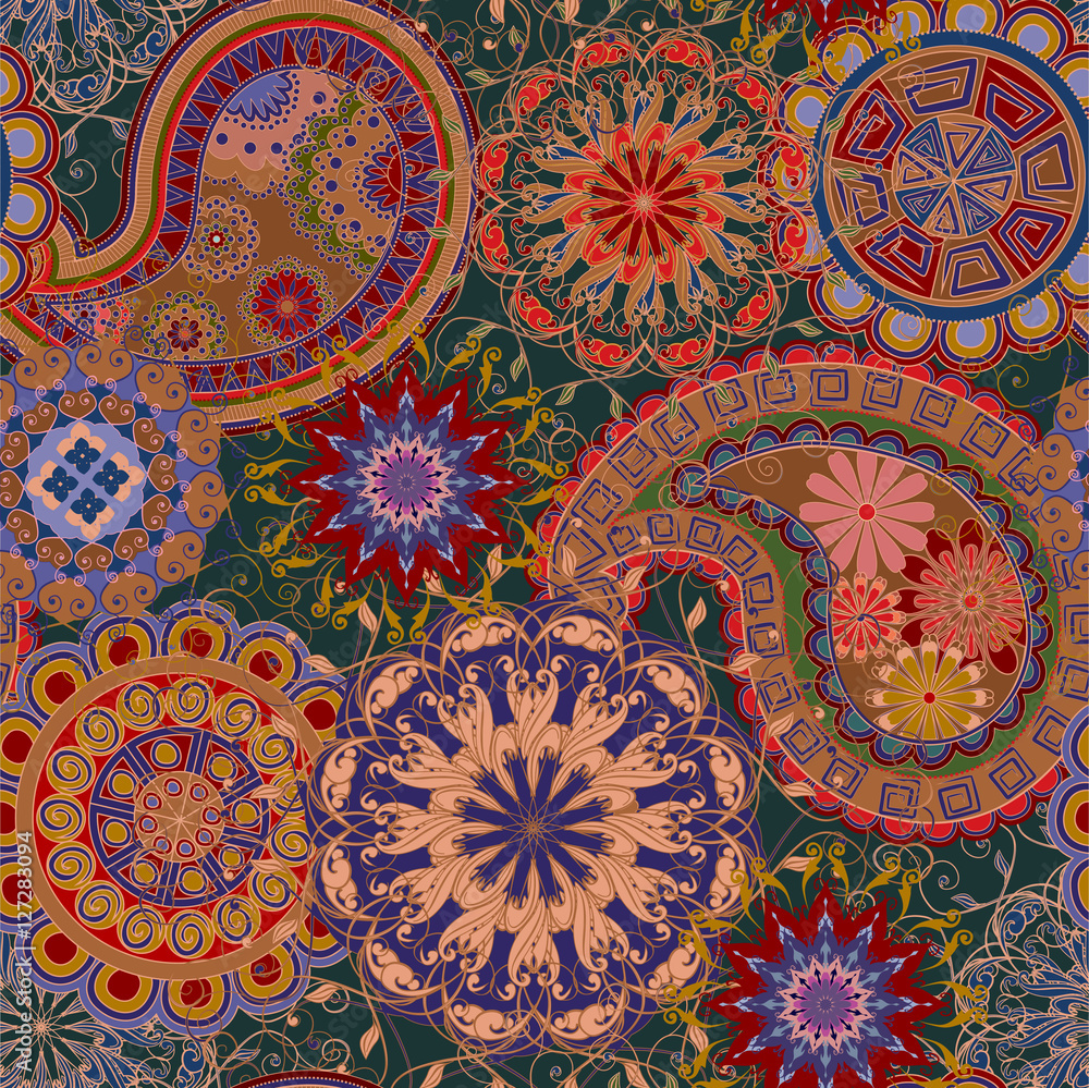 Indian Pattern The pattern of mandalas and Paisley pattern in Indian style. Stock ...