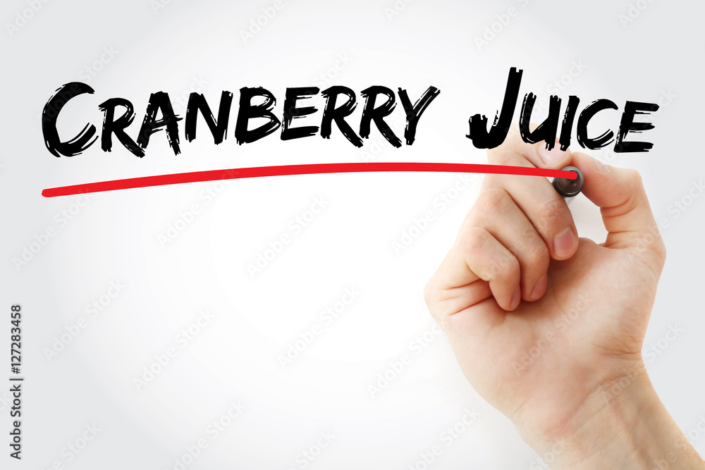 Fototapeta premium Hand writing Cranberry juice with marker, concept background