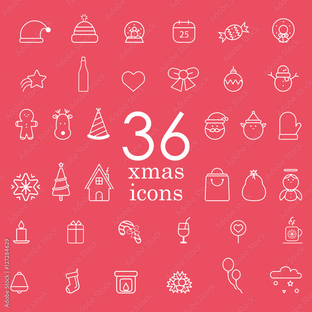 Christmas vector line icon set Christmas vector line icon set