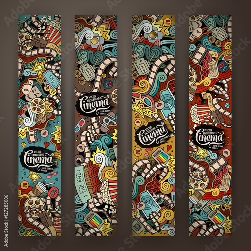 Cartoon vector doodles cinema banners
