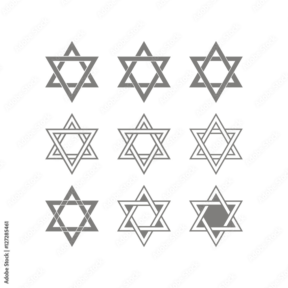 set of monochrome icons with star of David traditional Jewish symbol for your design set of monochrome icons with star of David traditional Jewish symbol for your design