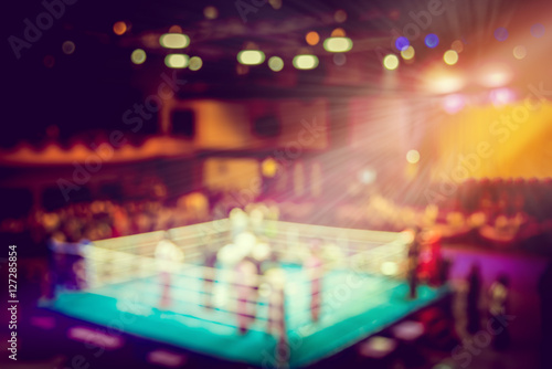 vintage blur boxing ring with spot light.