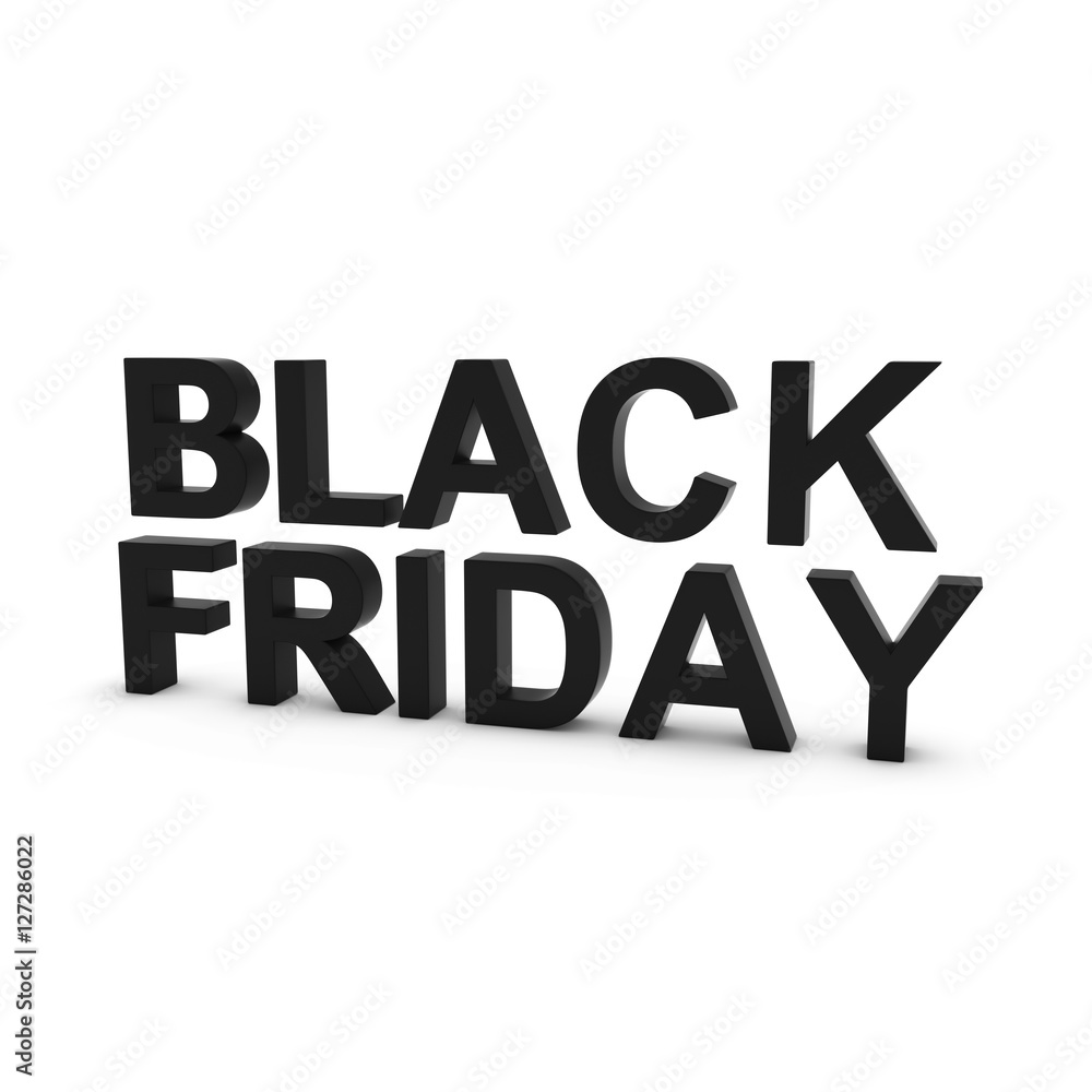 Black Friday Text Isolated on White Background 3D Illustration