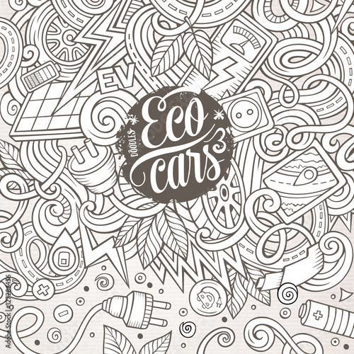 Cartoon doodles electric cars frame design