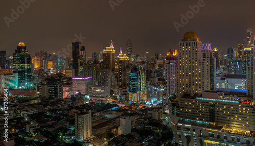 Aerial view of Bangkok city at night. Modern megalopolis cityscape at night   © praphab144