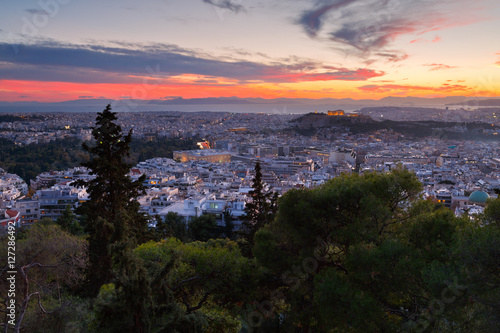 View of Athens from Lycabettus Hill, Greece. © milangonda