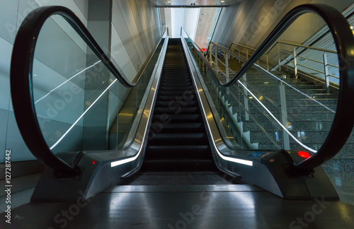 Close up of empty escalator photo