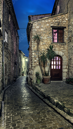 Narrow cobbled street in the old village Tourrettes-sur-Loup at