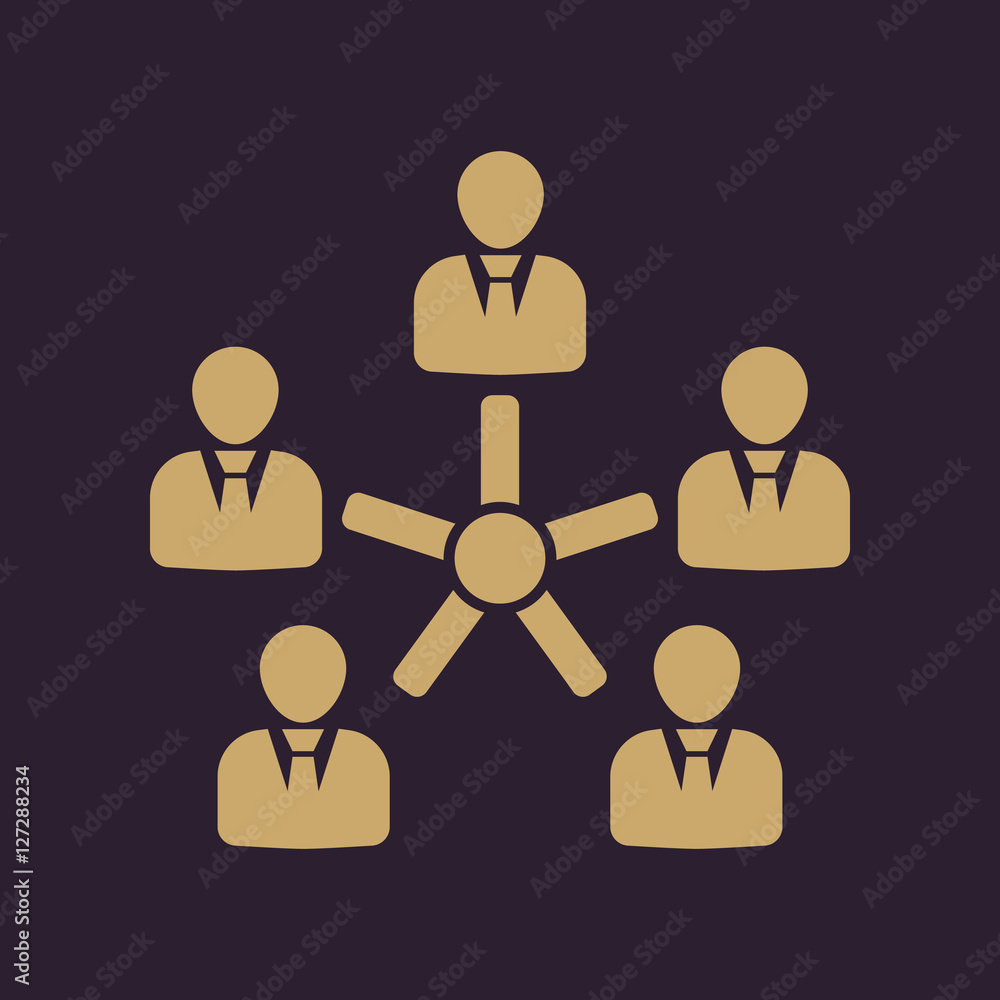 The management and teamwork icon. Team and group, teamwork, people, alliance, management symbol. UI. Web. Logo. Sign. Flat design. App. The management and teamwork icon. Team and group, teamwork, people, alliance, management symbol. UI. Web. Logo. Sign. Flat design. App.