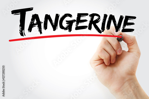 Hand writing Tangerine with marker, concept background