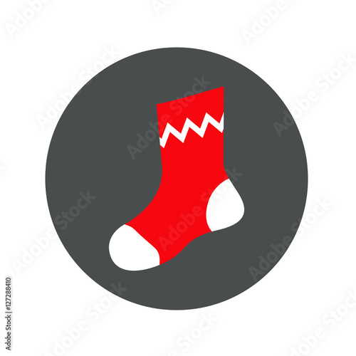 Icono plano calcetin rojo en circulo gris