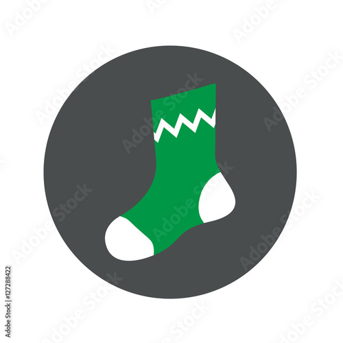 Icono plano calcetin verde en circulo gris