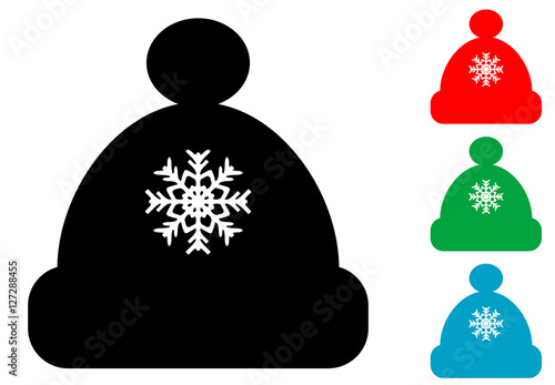 Icono plano gorro con copo nieve en varios colores