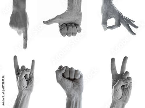 A set of hand gesture image on white background