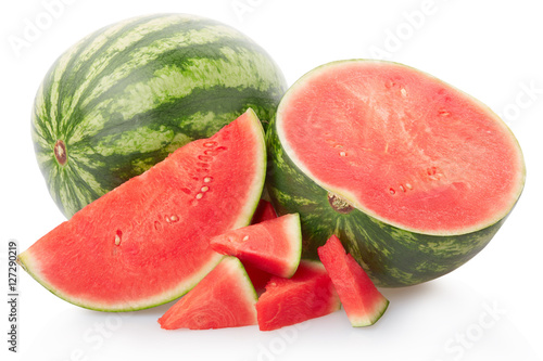 Mini fresh watermelon group isolated on white, clipping path