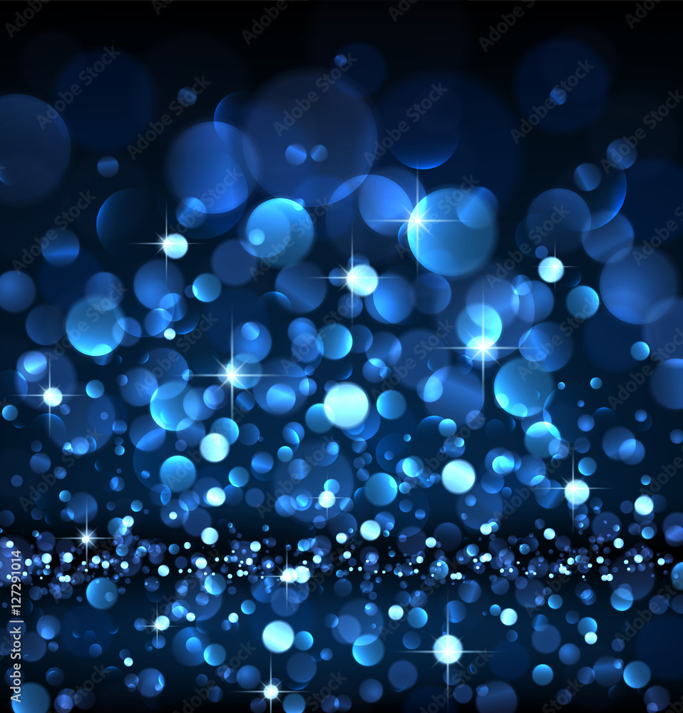 Abstract festive blue luminous background.