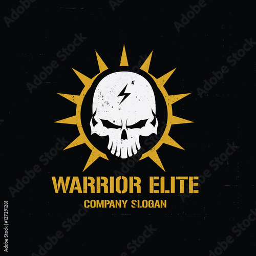 Warrior Elite logo, skull logo, rock logo, vector logo template